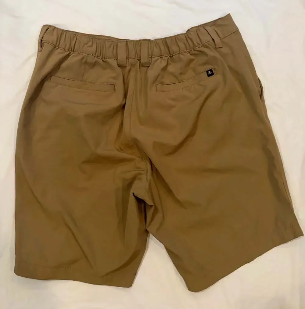 Banana Republic Shorts Men's 36x10 Tan Microfiber Fast Dry Partial Elastic Waist